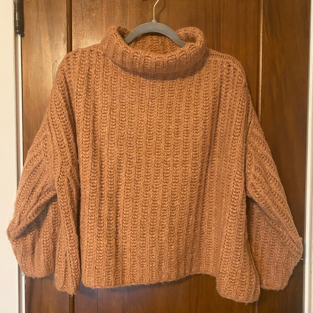 Free People Fluffy Fox Oversized Turtleneck Sweater Size S